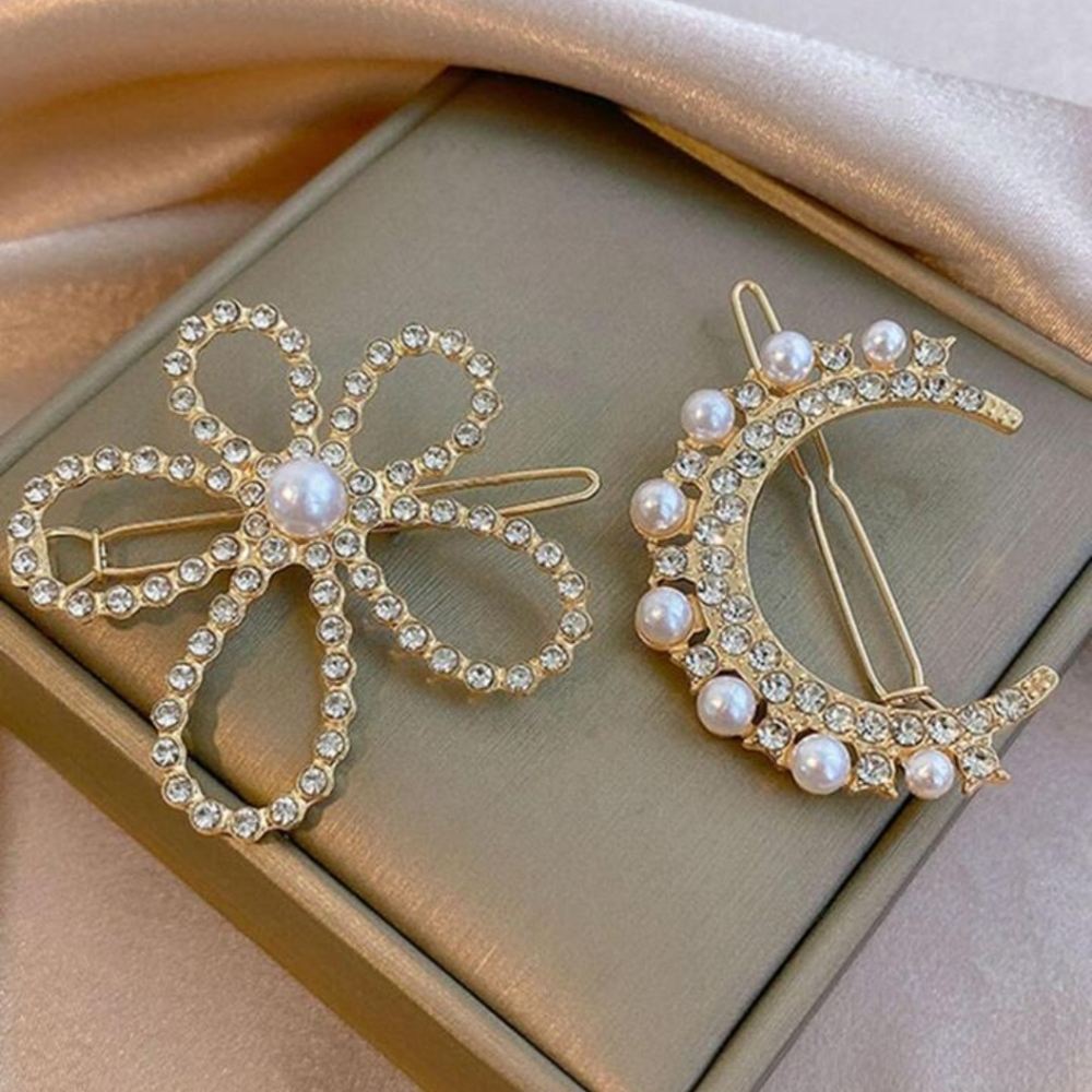 SEE NEW LISTING Barrette Set Rhinestone Flower Star Bow Embellished Hair Clips - Picture 7 of 11